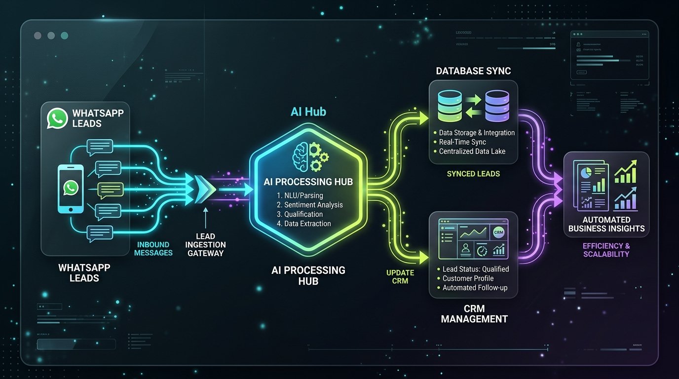 Diagrama explicativo de Automatización de Procesos con IA e Integración con WhatsApp Diagrama explicativo de Automatización de Procesos con IA e Integración con WhatsApp